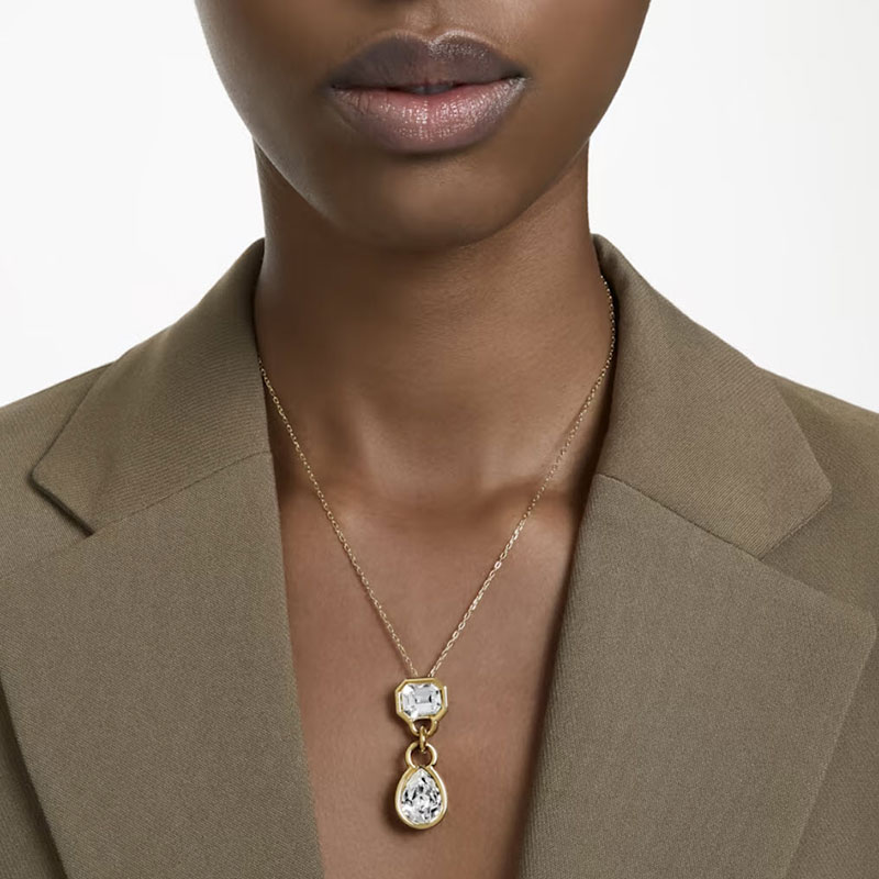 Swarovski Dextera Mixed Cuts Pendant, White and Gold Tone Plated