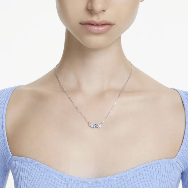 Swarovski Mesmera Mixed Cuts Pendant, Blue and Rhodium Plated