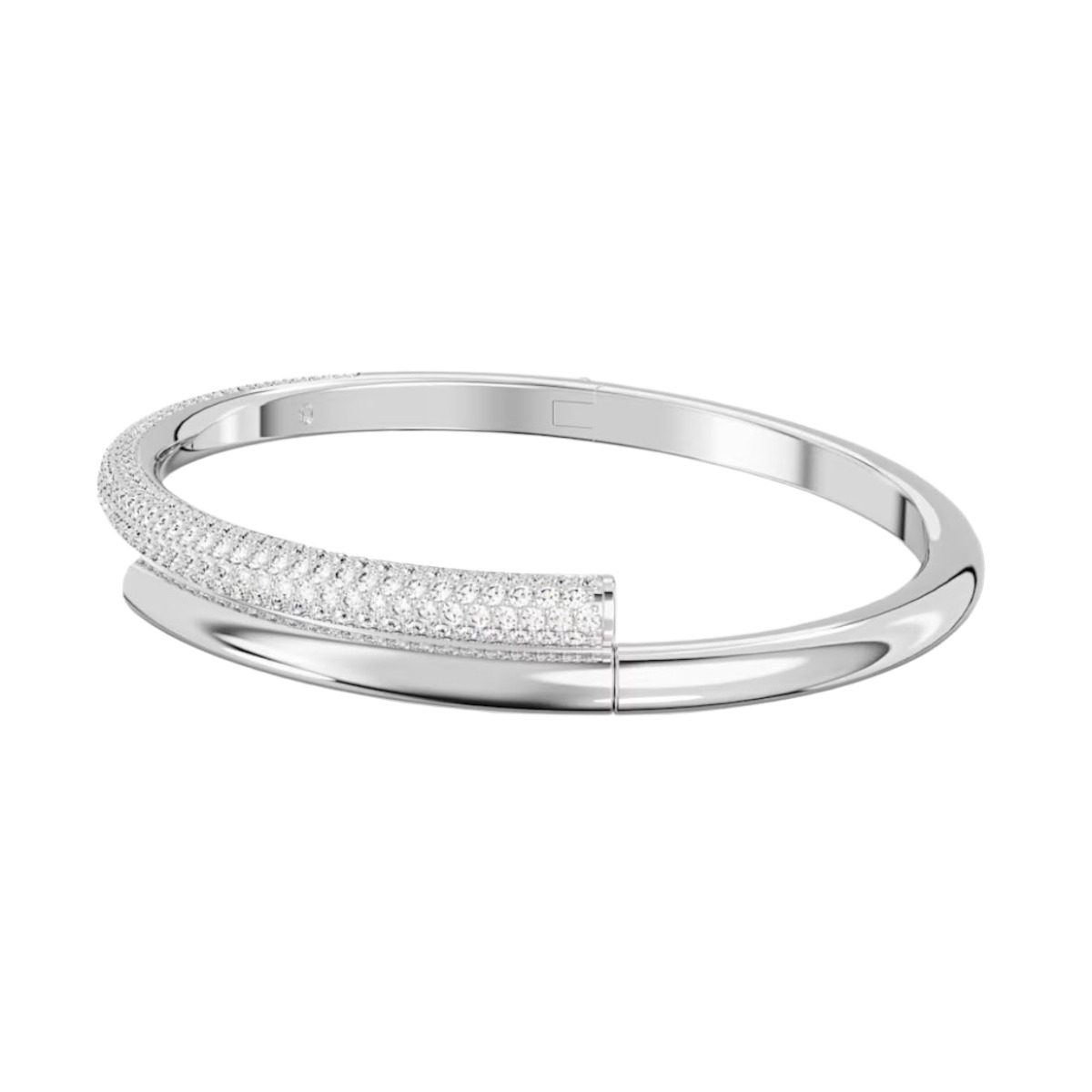 Swarovski Dextera Magnetic Closure White and Rhodium Plated Bangle, Medium