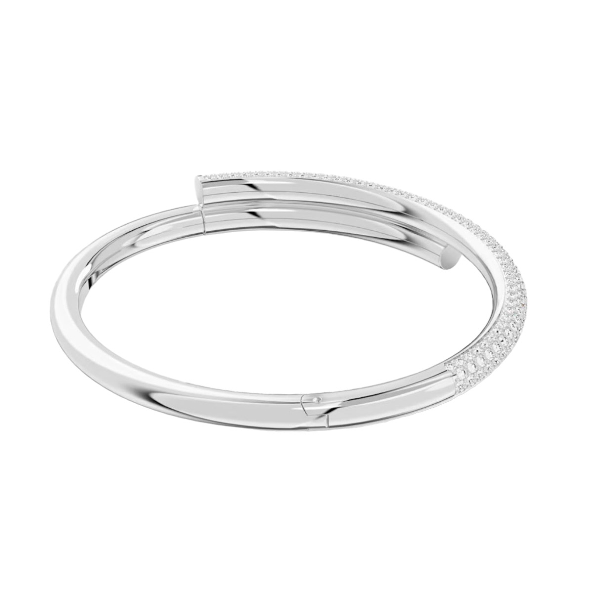 Swarovski Dextera Magnetic Closure White and Rhodium Plated Bangle, Medium