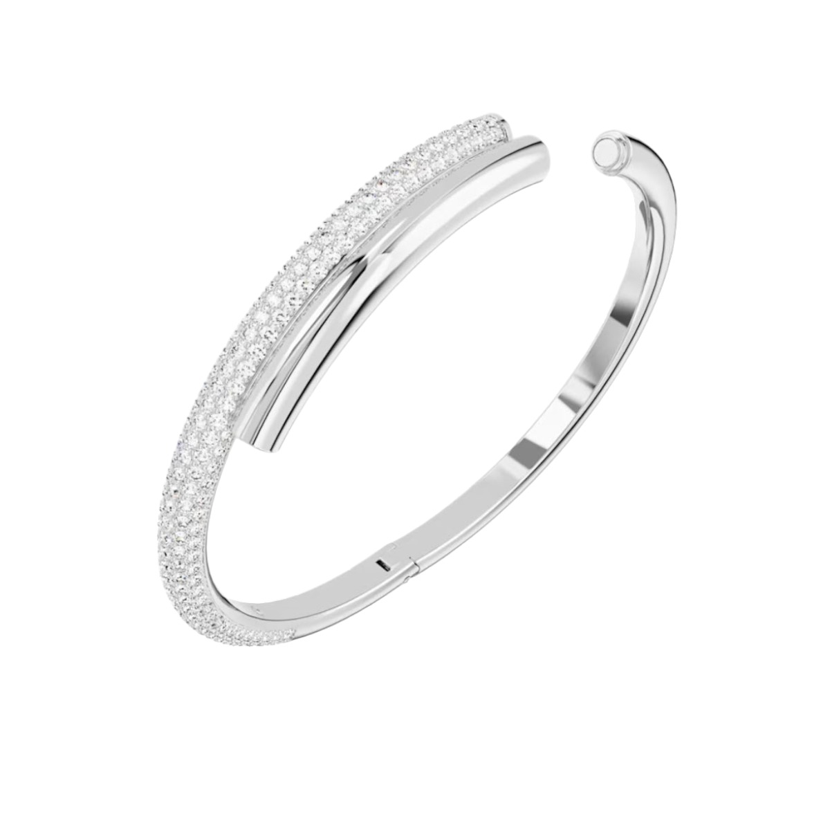 Swarovski Dextera Magnetic Closure White and Rhodium Plated Bangle, Large