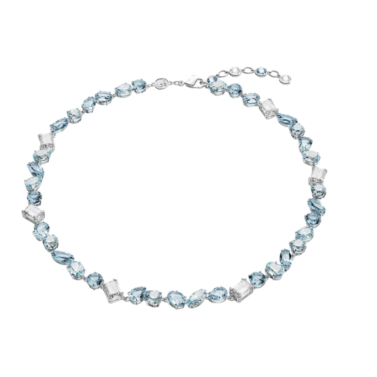 Swarovski Gema Mixed Cuts Necklace, Blue and Rhodium Plated | 5666007 ...