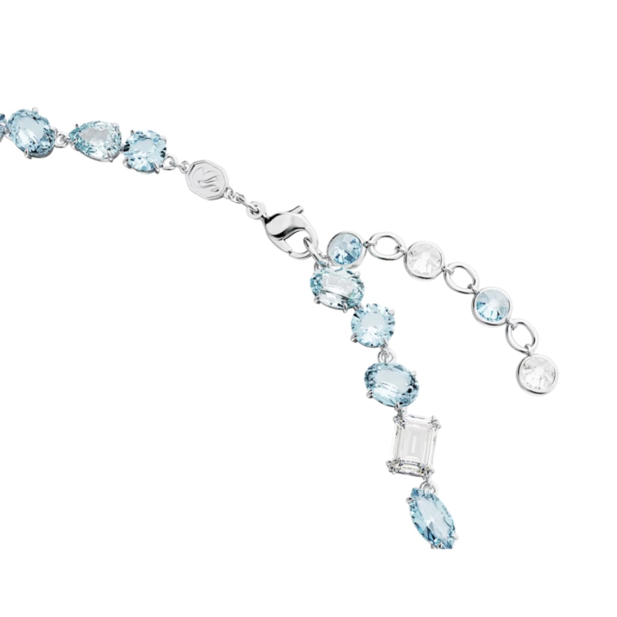 Swarovski Gema Mixed Cuts Necklace, Blue and Rhodium Plated
