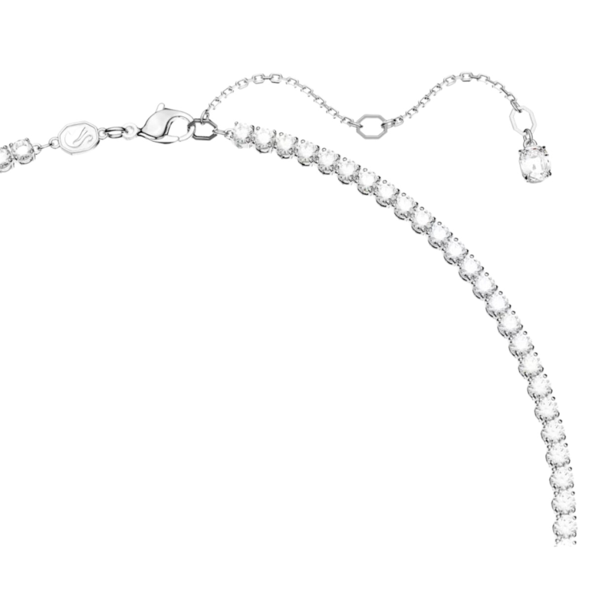 Swarovski Matrix Mixed Cuts Tennis Necklace, Blue and Rhodium Plated