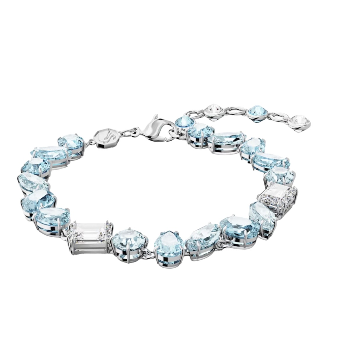 Swarovski Gema Mixed Cuts Bracelet, Blue and Rhodium Plated
