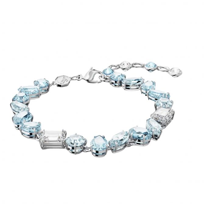 Swarovski Gema Mixed Cuts Bracelet, Blue and Rhodium Plated