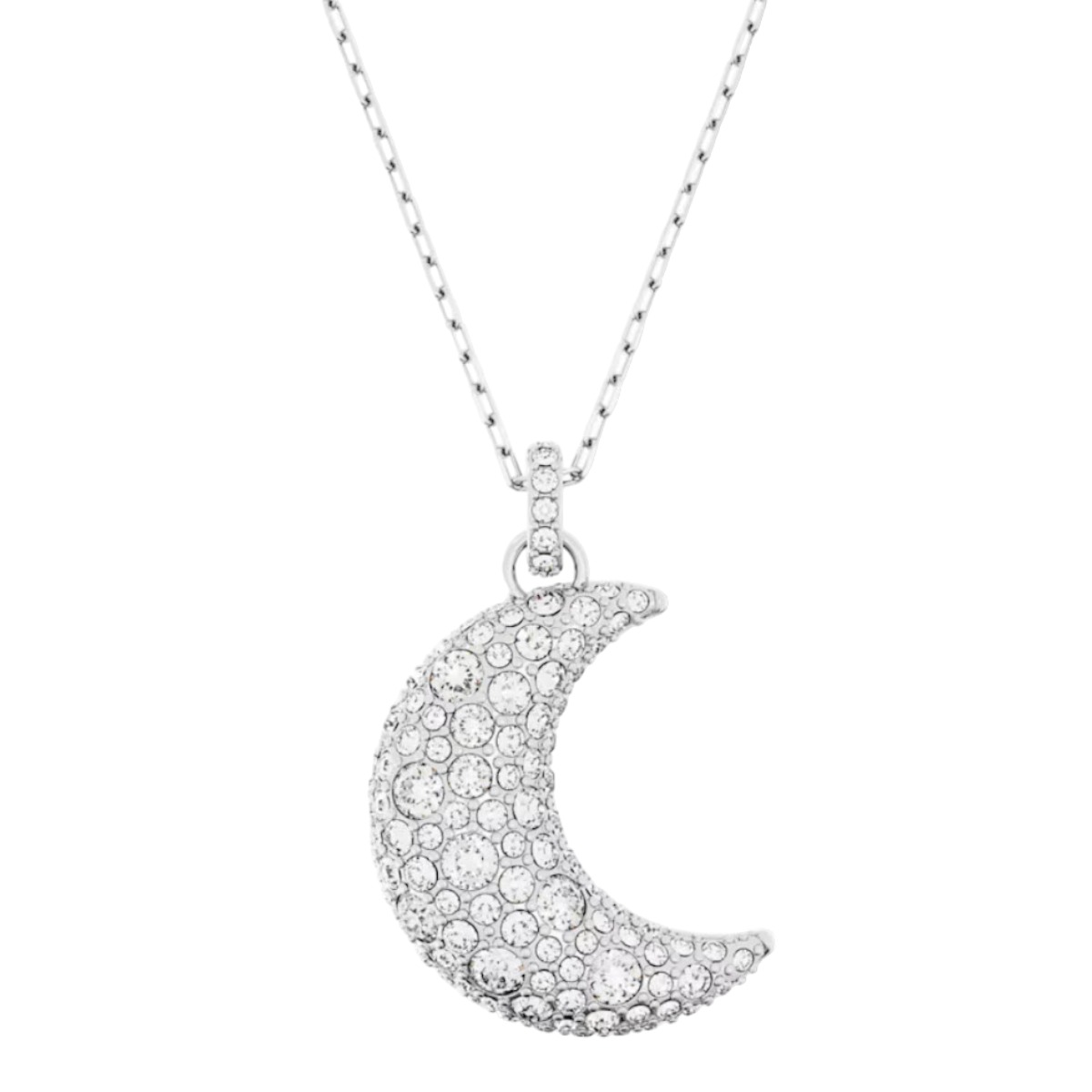 Swarovski Luna Moon Pendant Necklace, White and Rhodium Plated ...
