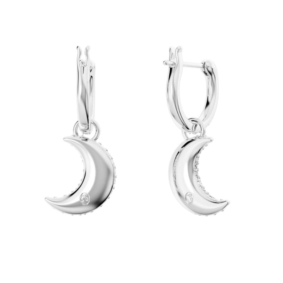 Swarovski Luna Moon Drop Earrings, White and Rhodium plated