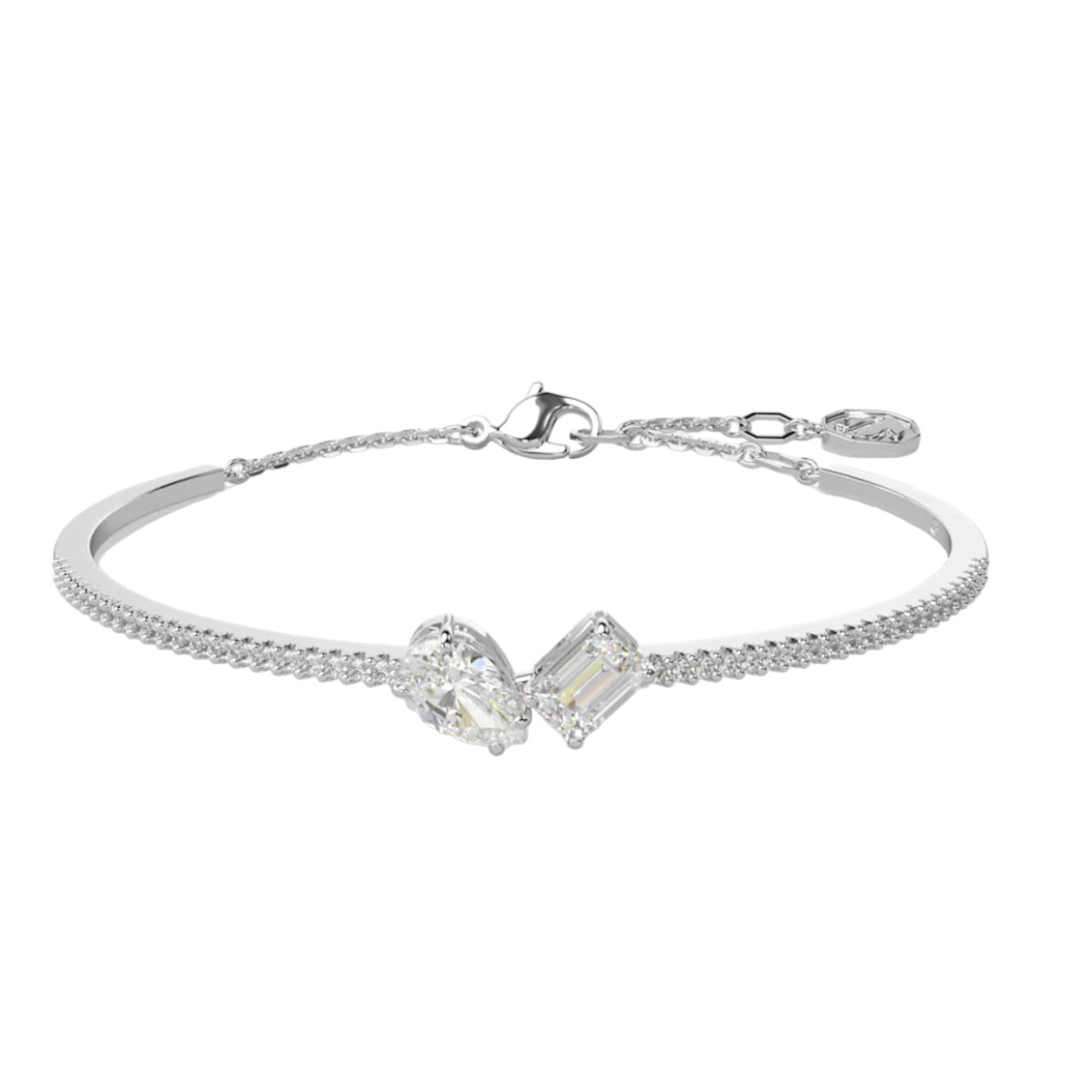 Swarovski Mesmera Mixed Cuts Bangle, White and Rhodium Plated