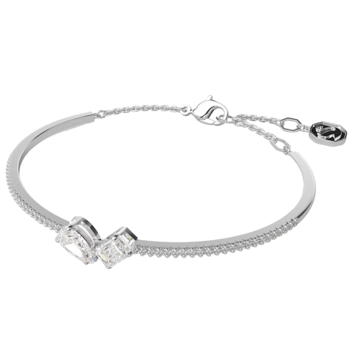 Swarovski Mesmera Mixed Cuts Bangle, White and Rhodium Plated