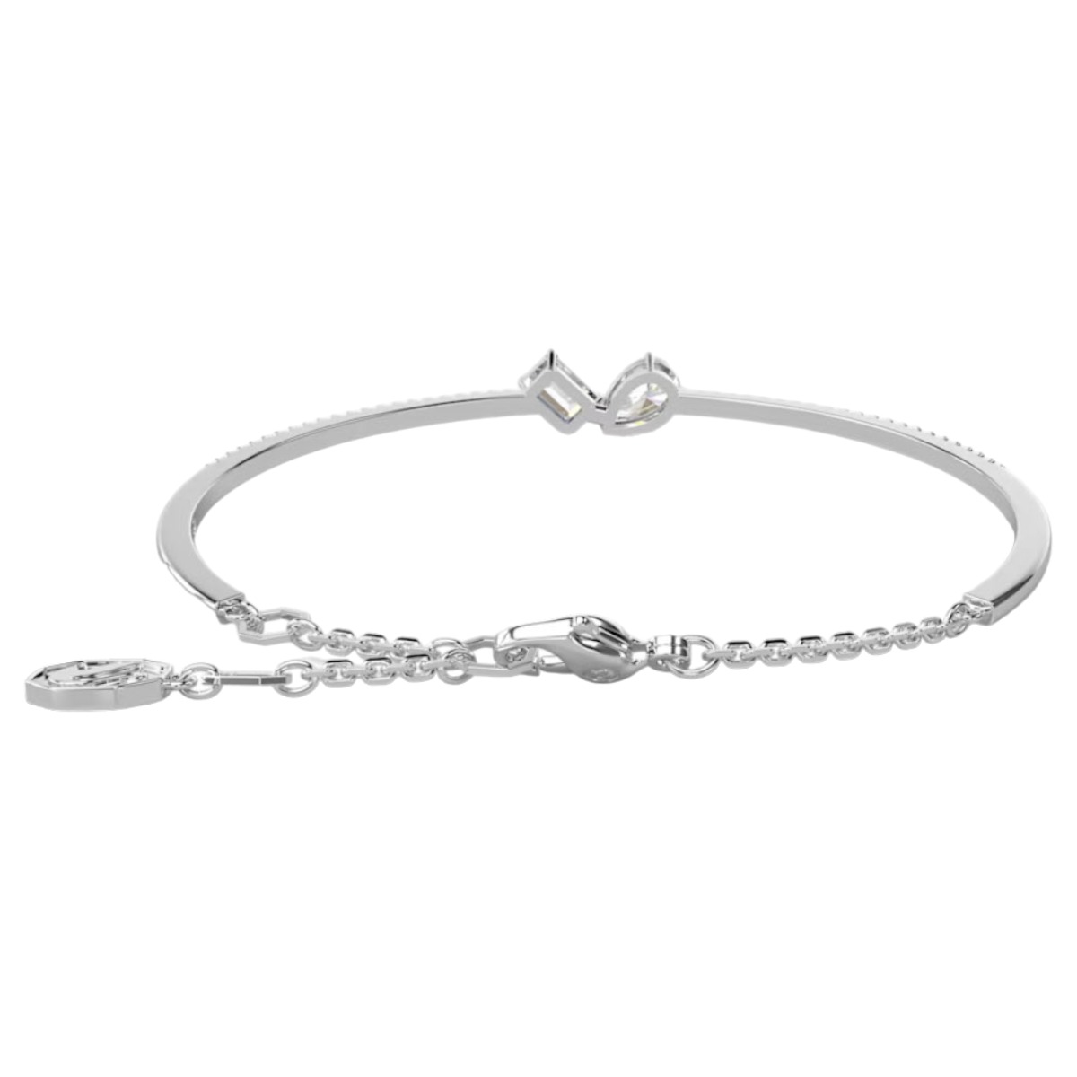 Swarovski Mesmera Mixed Cuts Bangle, White and Rhodium Plated