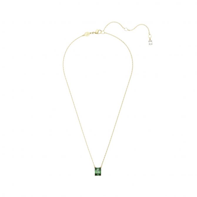 Swarovski Matrix Rectangular Cut Pendant Necklace, Green and Gold
