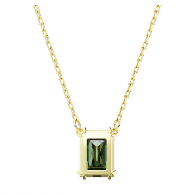 Swarovski Matrix Rectangular Cut Pendant Necklace, Green and Gold