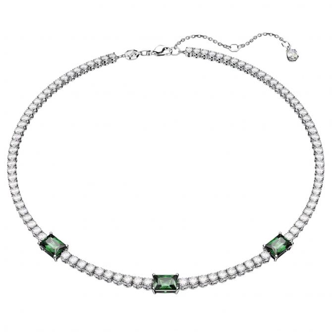 5.11tcw 14K White Gold Dark Green Emerald & Diamond Vintage Choker 8 P