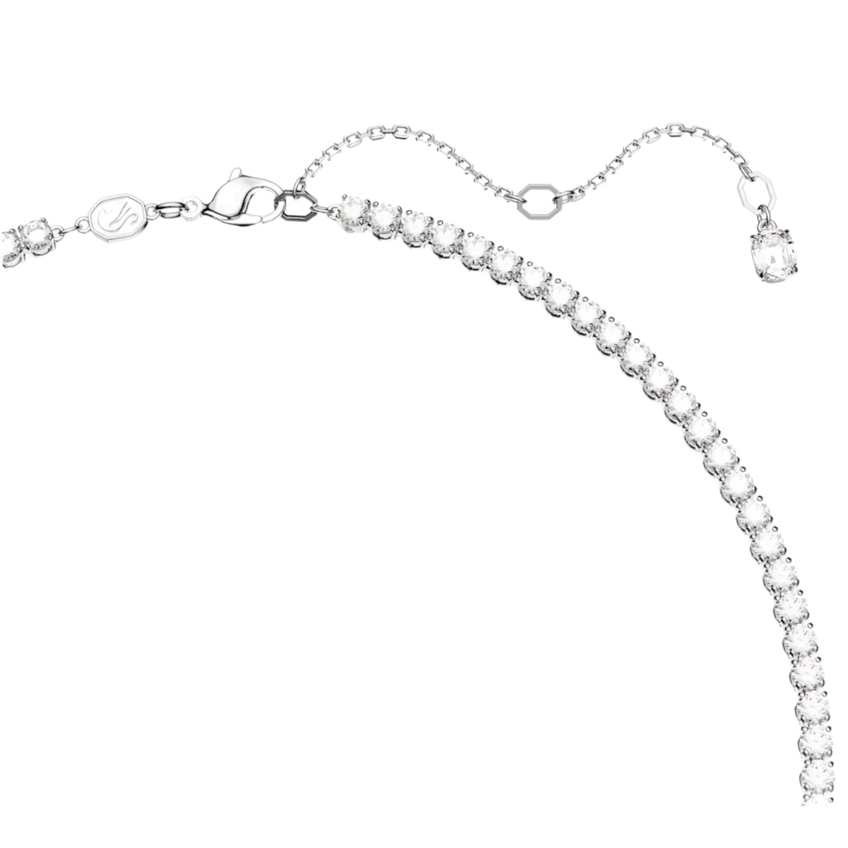 Swarovski Matrix Mixed Cuts Tennis Necklace, Green and Rhodium Plated