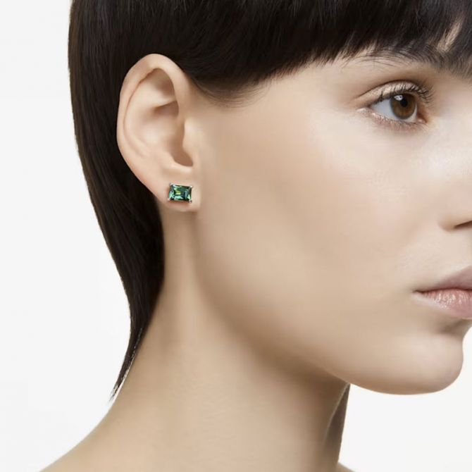 【Swarovski】Matrix ドロップピアス 5665786 Matrix drop earrings, Mixed cuts, Green, Rhodium plated