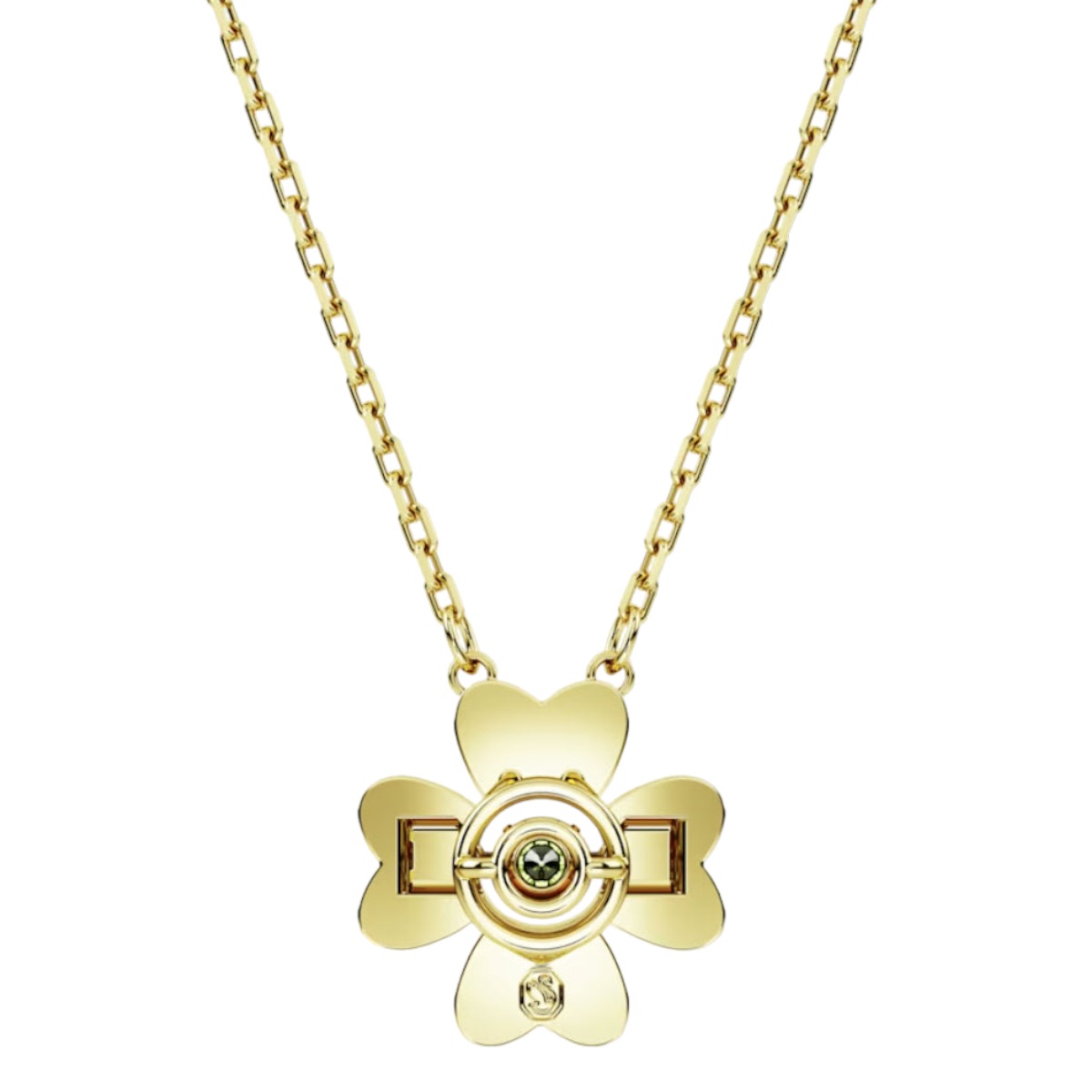 Swarovski Idyllia Clover Pendant, Green and Gold Tone Plated