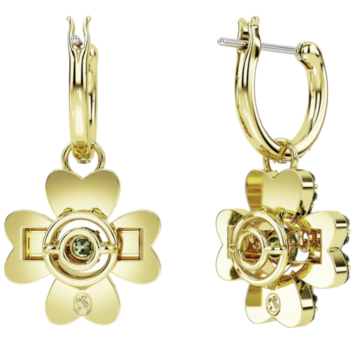 Swarovski Idyllia Clover Drop Earrings, Green and Gold Tone Plated