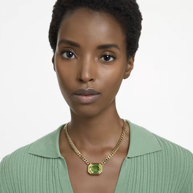 Swarovski Millenia Octagon Cut Pendant, Green and Gold Tone Plated