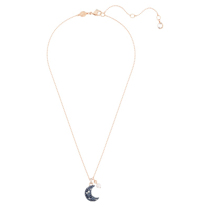 Swarovski Luna Moon Pendant Necklace, Multicolored and Rose Gold Tone Plated