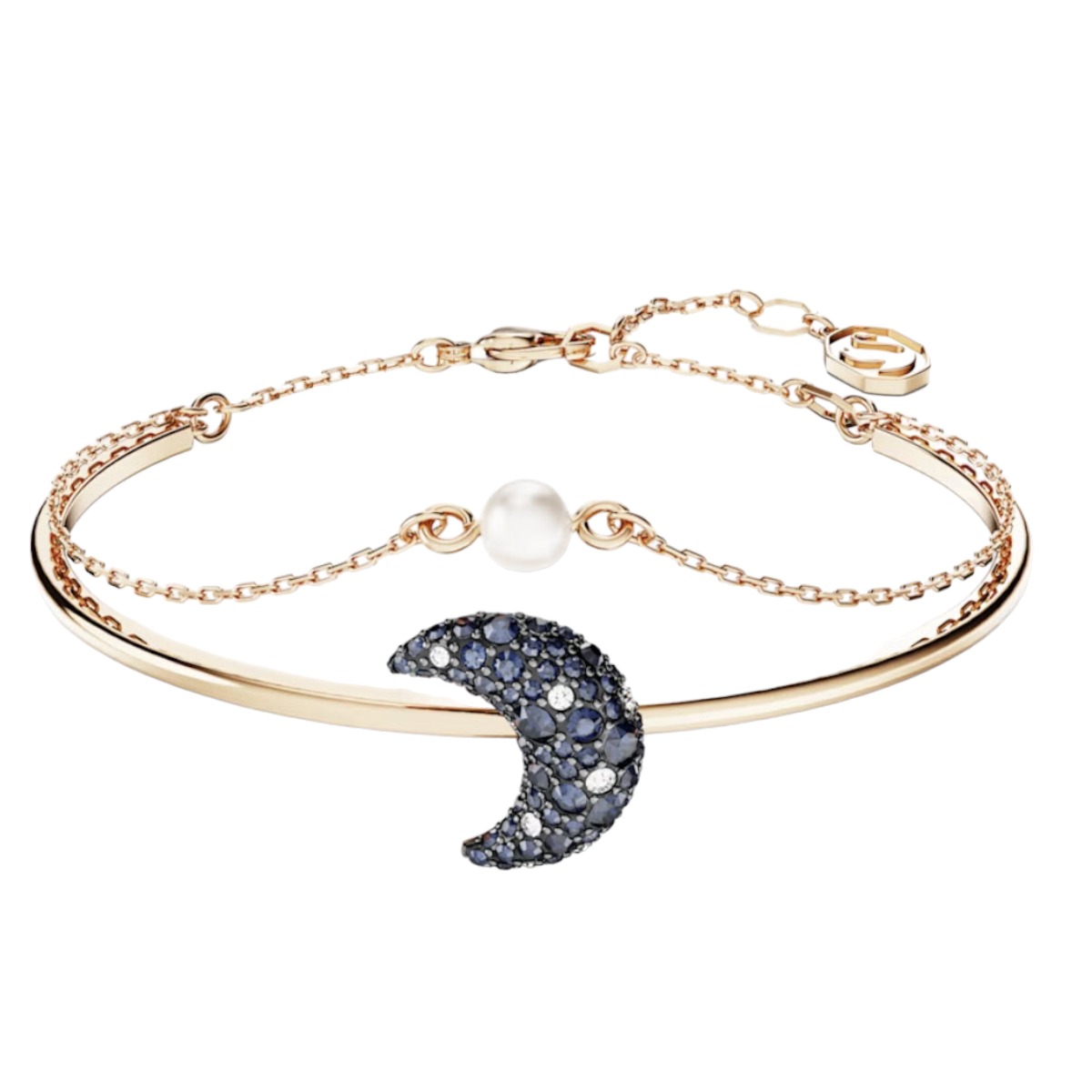 Swarovski Luna Moon Bangle, Multicolored and Rose Gold Tone Plated