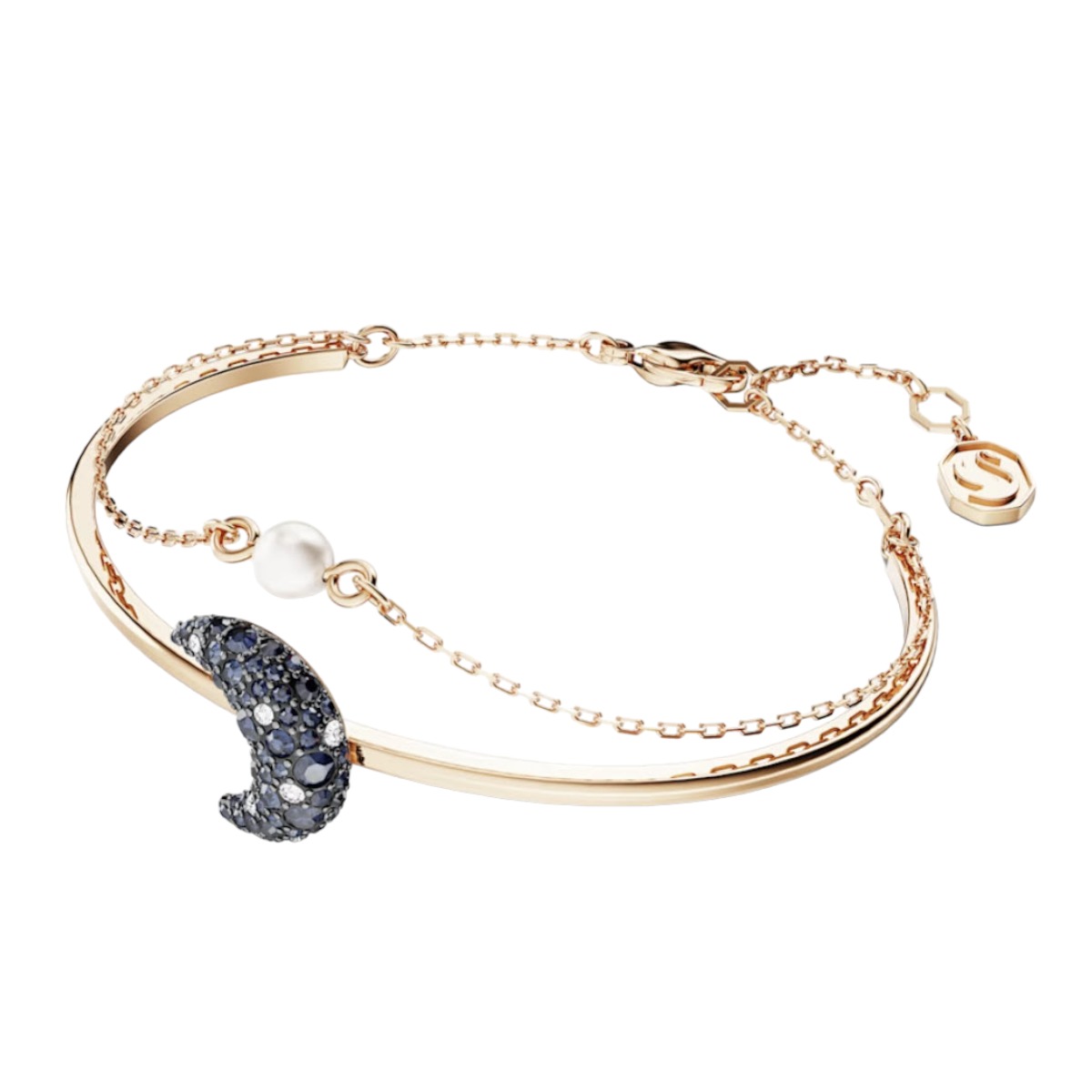 Swarovski Luna Moon Bangle, Multicolored and Rose Gold Tone Plated