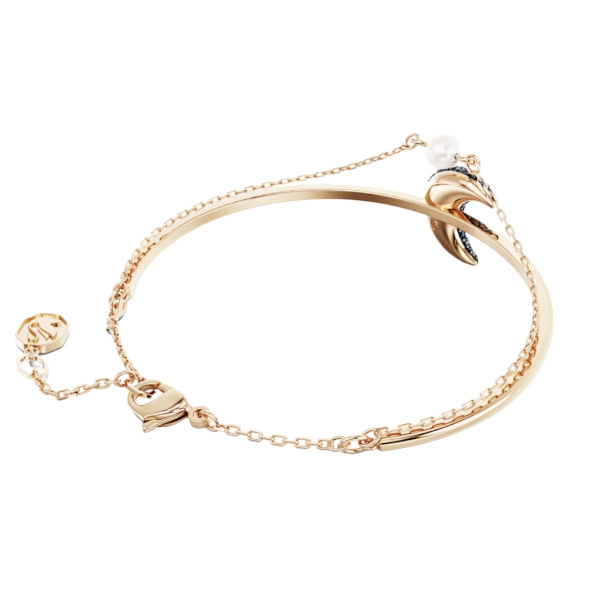 Swarovski Luna Moon Bangle, Multicolored and Rose Gold Tone Plated