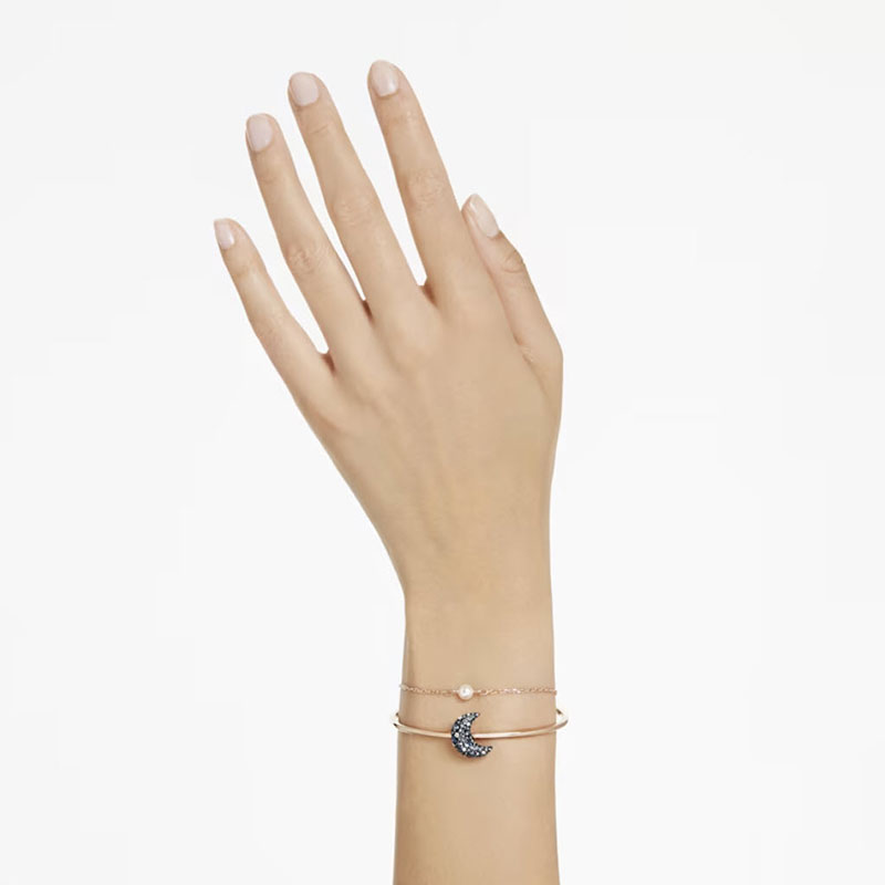 Swarovski Luna Moon Bangle, Multicolored and Rose Gold Tone Plated