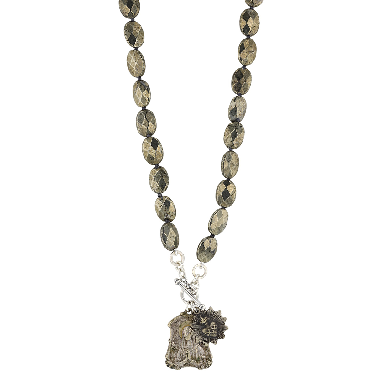 Miracle Icons by Mary Jo Pane Flat Oval Pyrite Necklace, 20