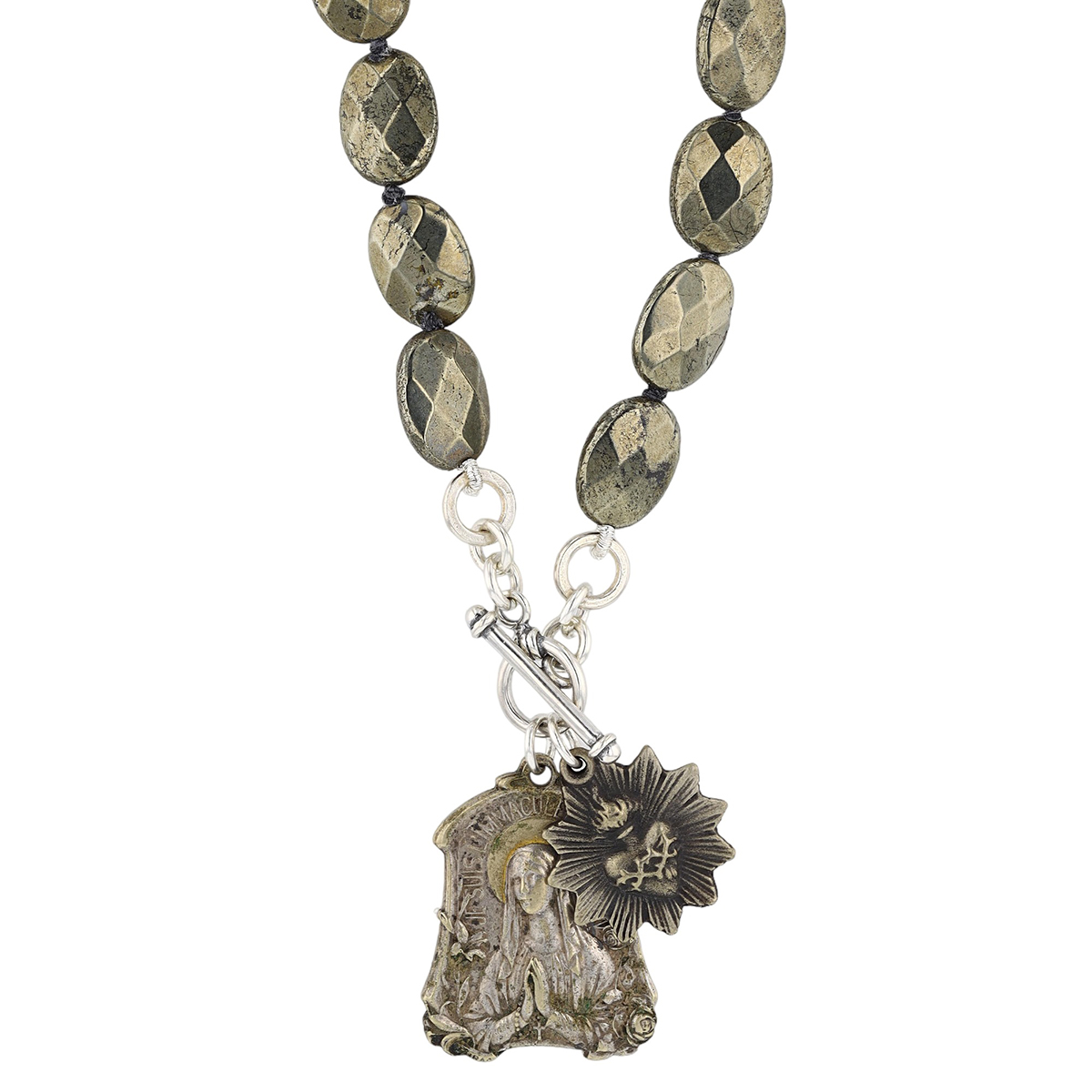 Miracle Icons by Mary Jo Pane Flat Oval Pyrite Necklace, 20