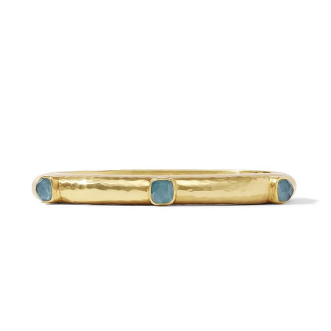 Julie Vos Cataline Stone Hinge Bangle, Iridescent Peacock Blue