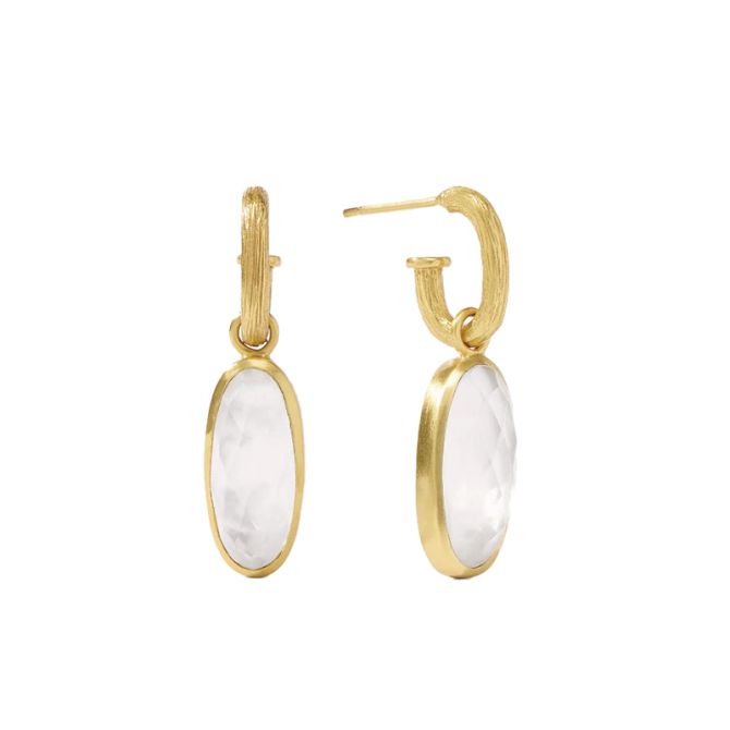 Julie Vos Ivy Hoop and Charm Earrings, Iridescent Clear Crystal
