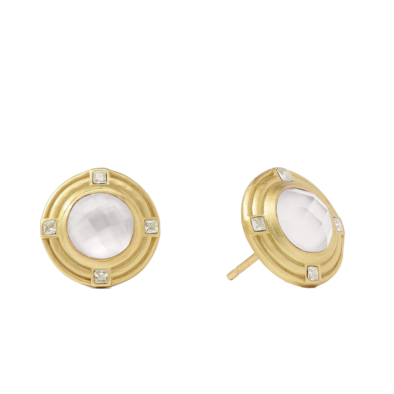 Julie Vos Astor Stone Stud Earrings, Iridescent Clear Crystal