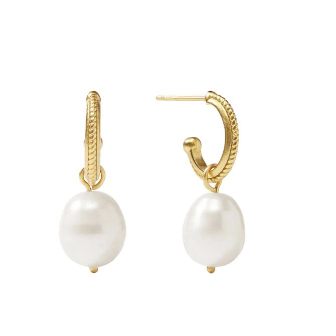 Julie Vos Delphine Pearl Hoop and Charm Earrings, Pearl