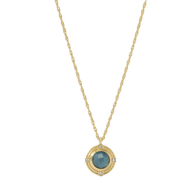 Julie Vos Astor Solitaire Necklace, Iridescent Peacock Blue