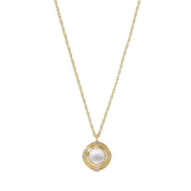 Julie Vos Astor Solitaire Necklace, Iridescent Clear Crystal