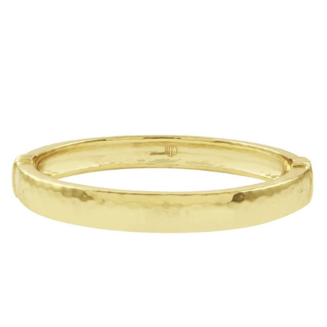 Capucine De Wulf Cleopatra Oval Hinged Bangle, Yellow Gold Plate