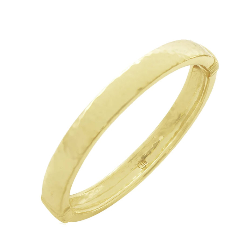 Capucine De Wulf Cleopatra Oval Hinged Bangle, Yellow Gold Plate