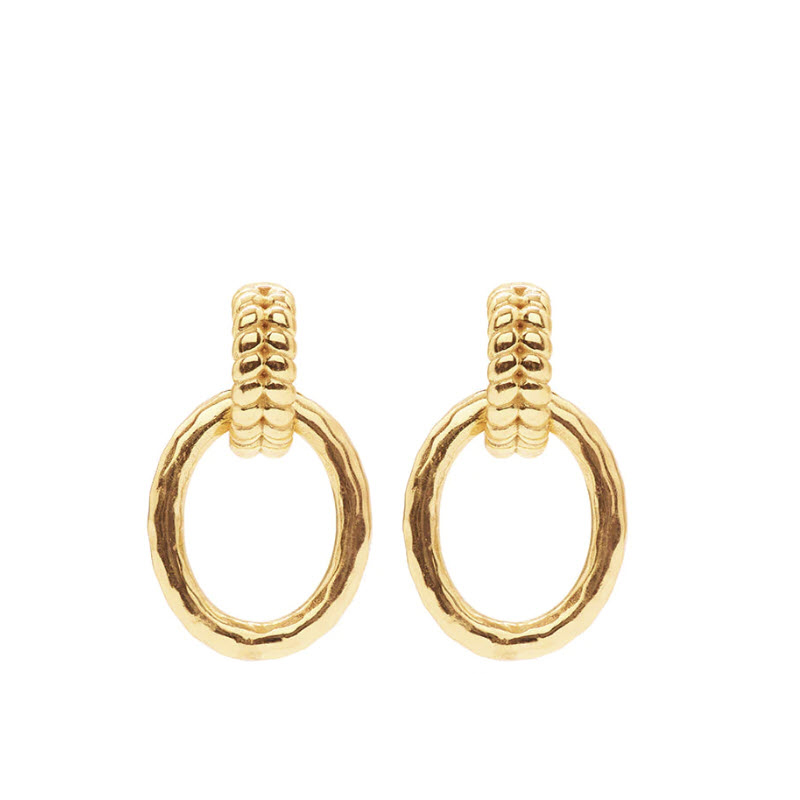 Capucine De Wulf Cleopatra Regal Link Earrings, Yellow Gold Plate