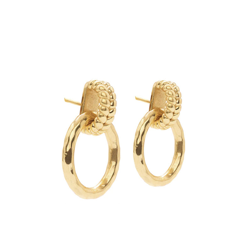 Capucine De Wulf Cleopatra Regal Link Earrings, Yellow Gold Plate