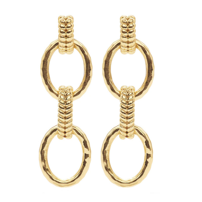 Capucine De Wulf Cleopatra Regal Double Link Earrings, Yellow Gold Plate