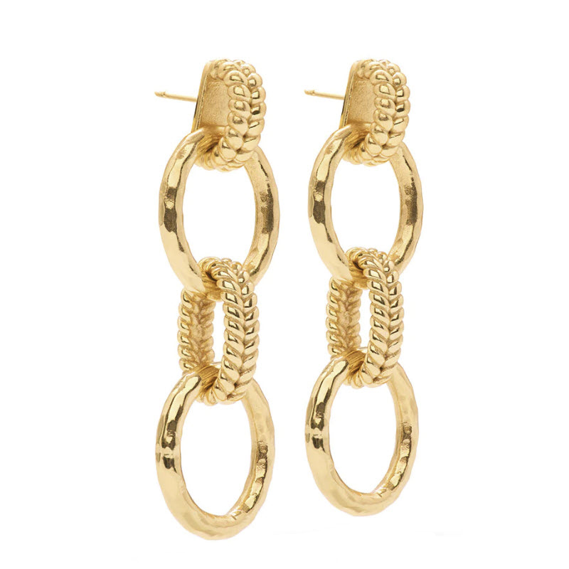 Capucine De Wulf Cleopatra Regal Double Link Earrings, Yellow Gold Plate