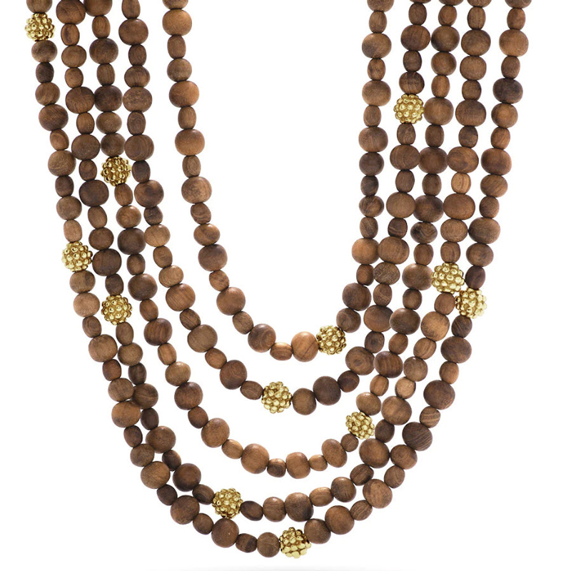 Capucine De Wulf Earth Goddess Beads Multi-Strand Necklace, Teak