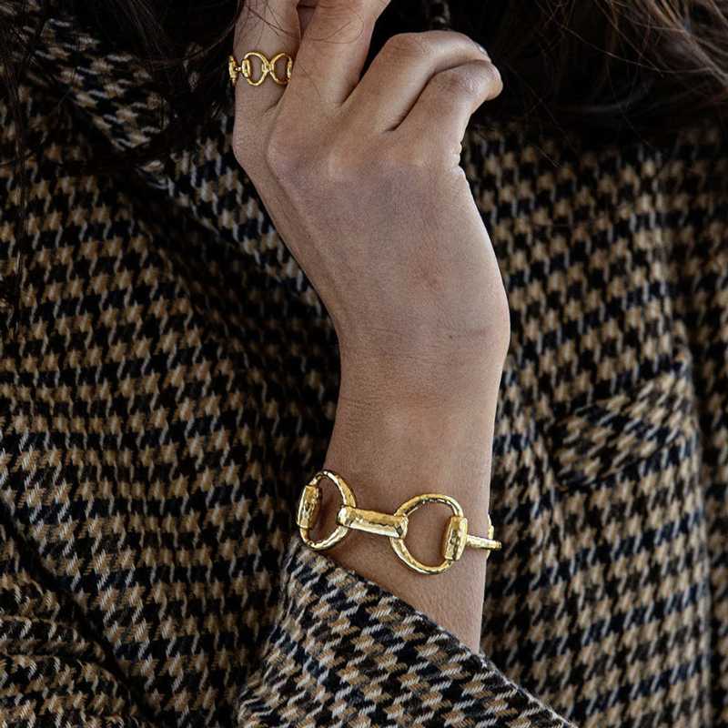 Capucine De Wulf Equestrian Snaffle Bit Link Cuff, Yellow Gold Plate