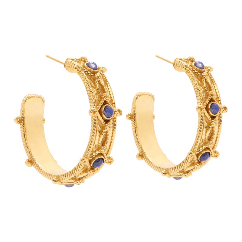 Capucine De Wulf Victoria Hoop Earrings, Gold Plated and Blue Labradorite