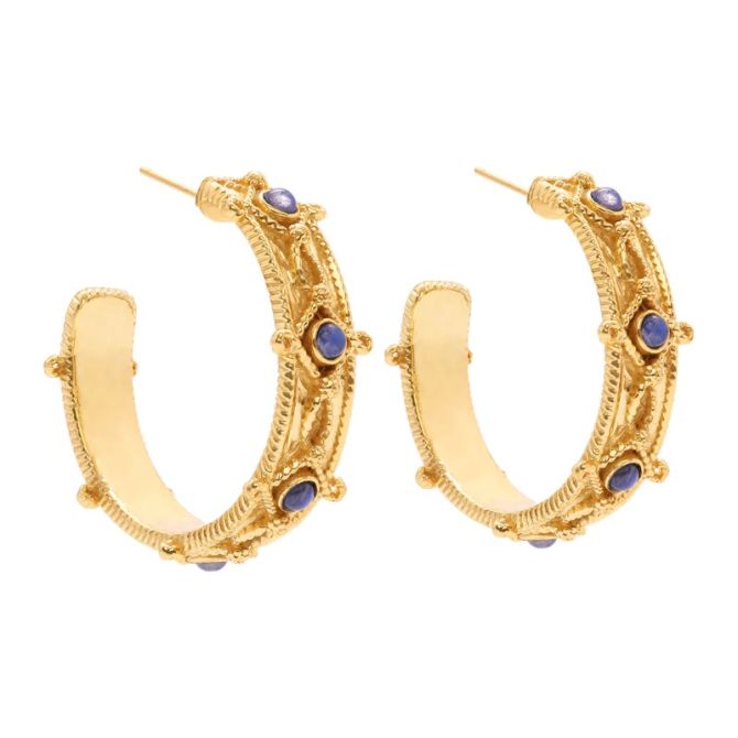 Capucine De Wulf Victoria Hoop Earrings, Gold Plated and Blue Labradorite