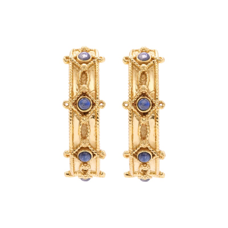 Capucine De Wulf Victoria Hoop Earrings, Gold Plated and Blue Labradorite