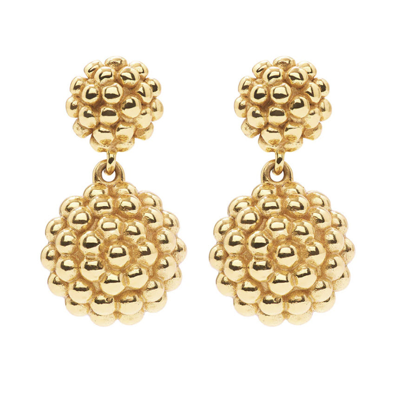 Capucine De Wulf Berry Double Drop Earrings, Yellow Gold Plate