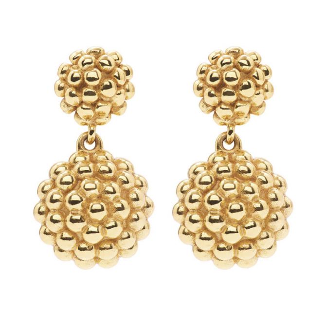 Capucine De Wulf Berry Double Drop Earrings, Yellow Gold Plate