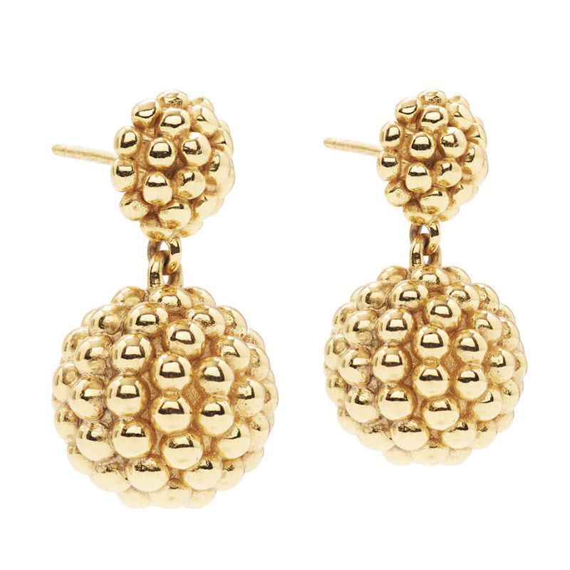 Capucine De Wulf Berry Double Drop Earrings, Yellow Gold Plate